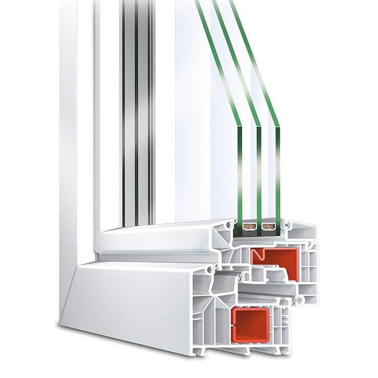 IDEAL 8000S PVC-fönster halvinfälld